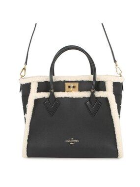 Louis Vuitton Handbag Shearling Calf Leather on My Side MM 2-Way Black